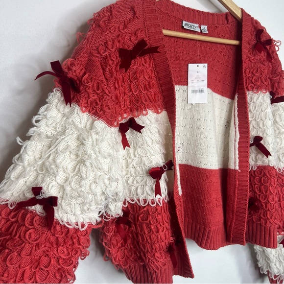 Mighty Fine Holiday Bow Cardigan Sweater - Picture 2 of 4
